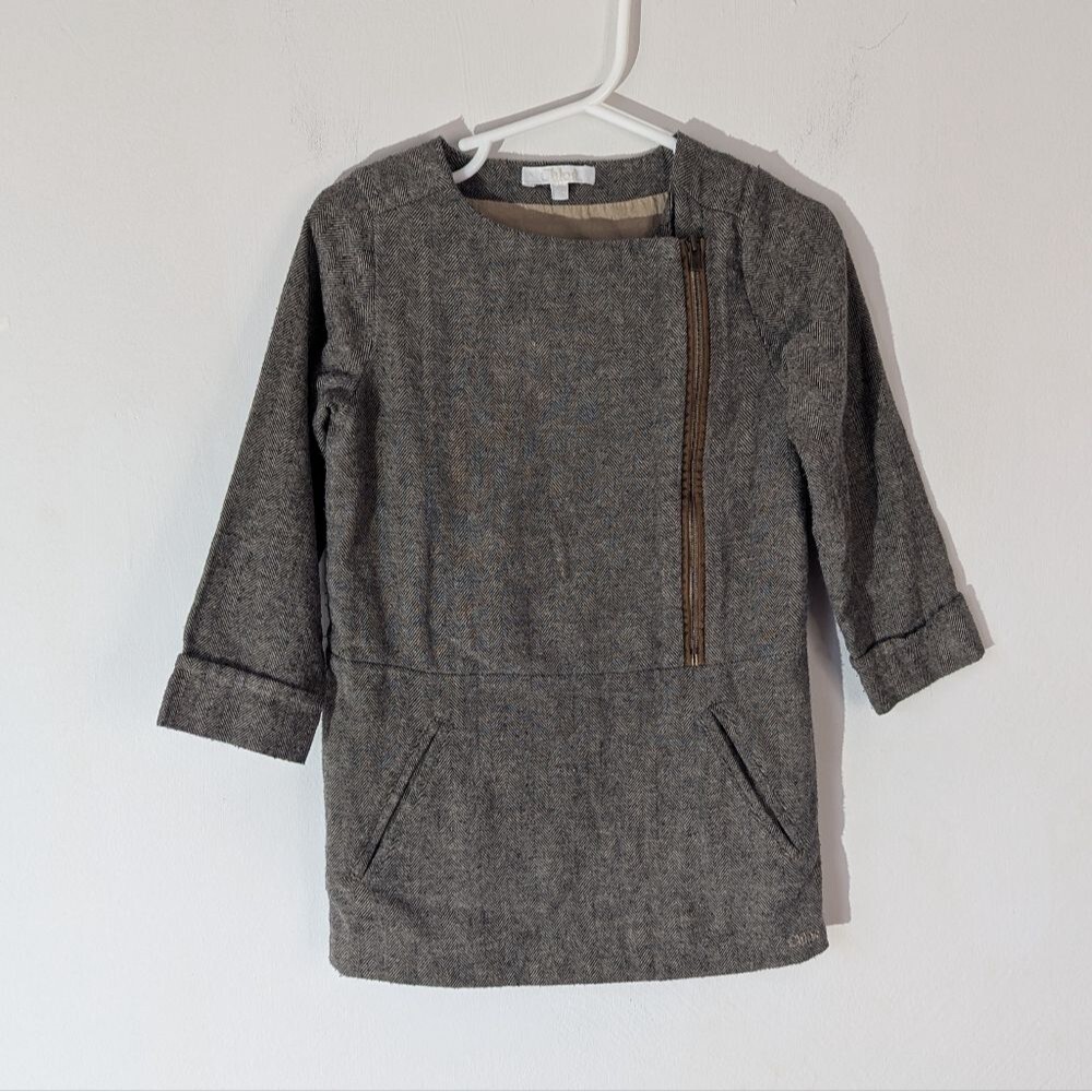 Chloe Brown Assymetrical Zipper Long Sleeve Dress 2T